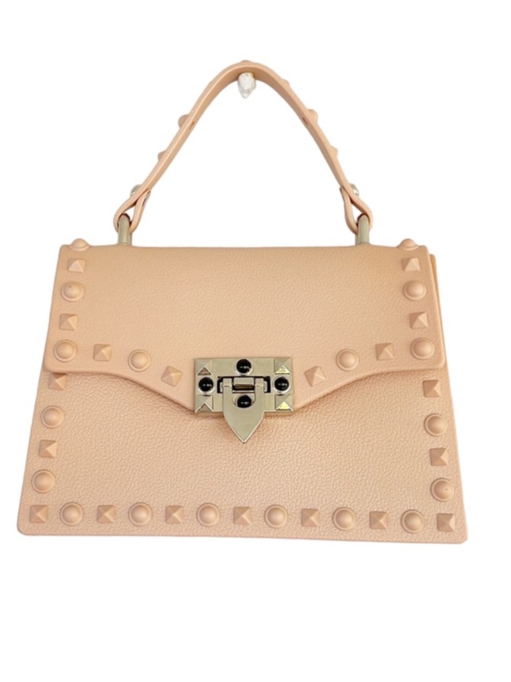 New blush pink studded jelly handbag